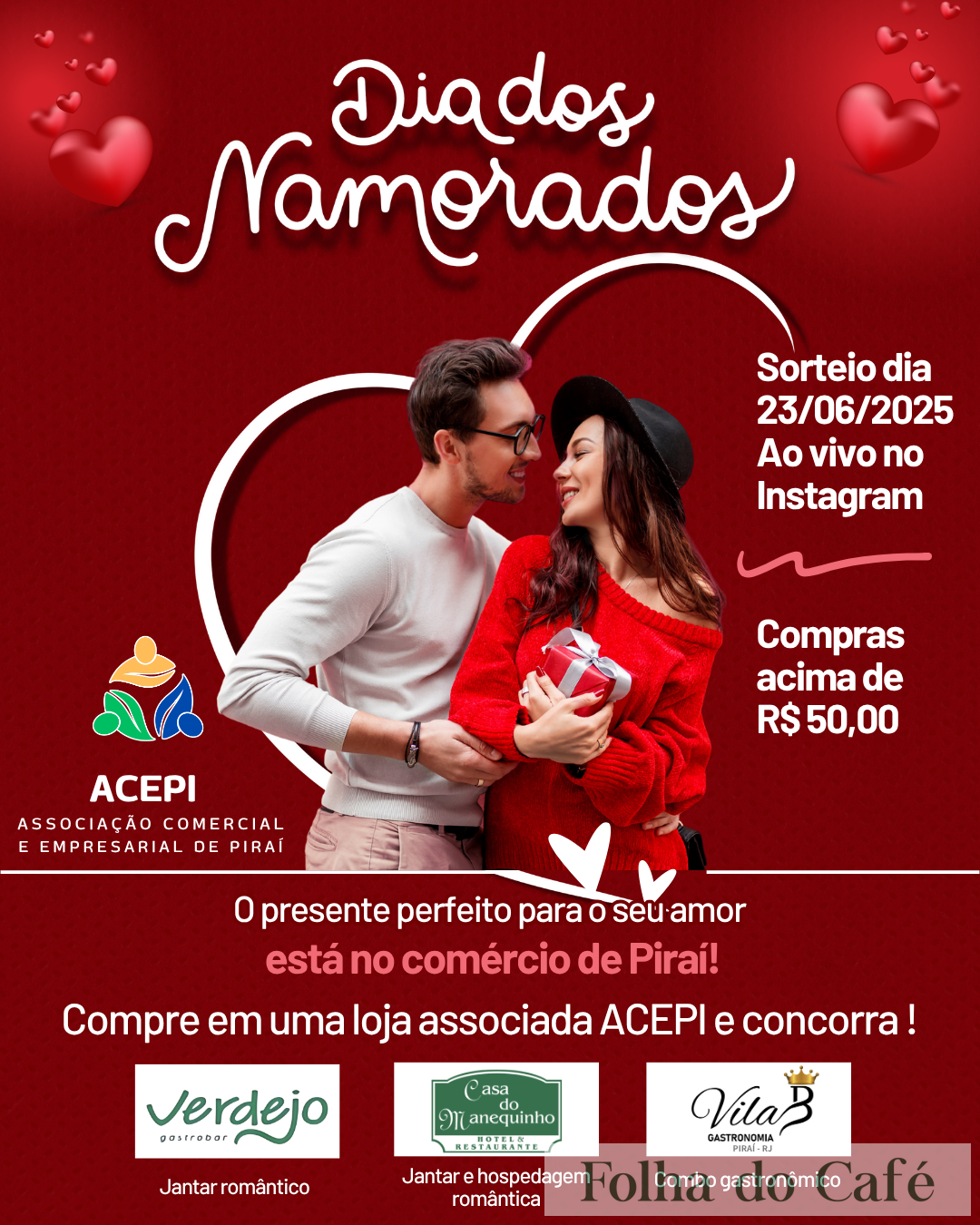 ACEPI lança campanha de Dia dos Namorados com sorteios especiais para celebrar o amor em Piraí