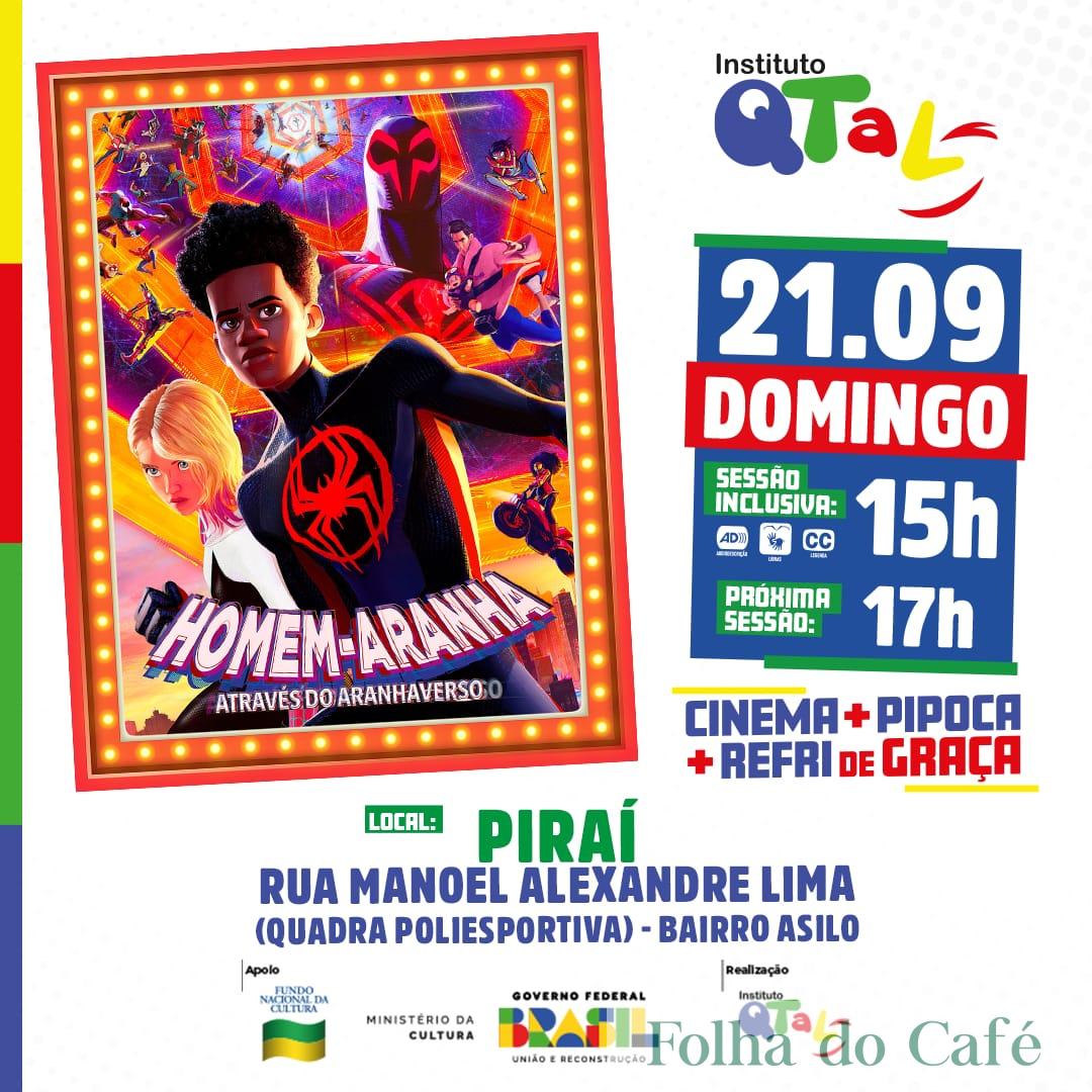 Cinema gratuito chega a Piraí com exibição de “Homem-Aranha: Através do Aranhaverso”