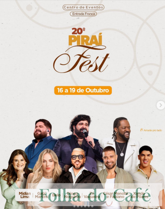 Piraí Fest celebra 20 anos com shows gratuitos de grandes atrações musicais