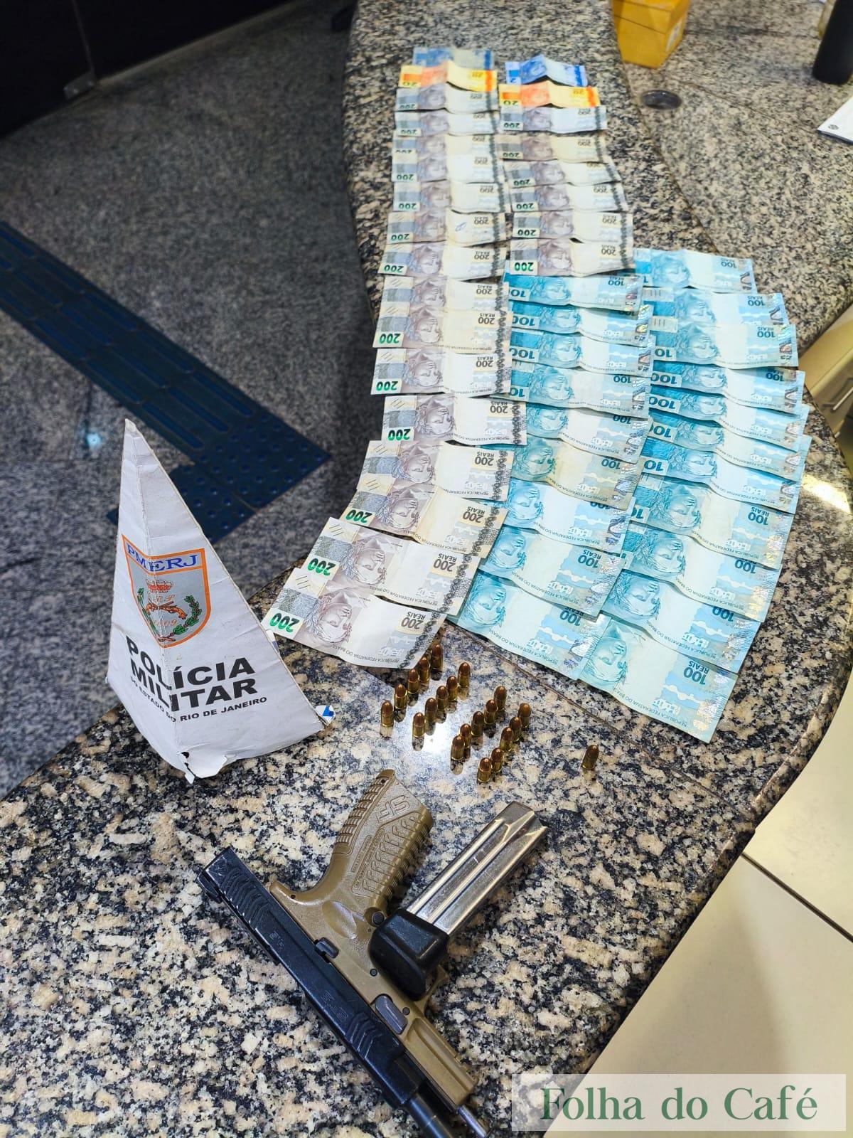 Homem é preso com pistola de numeração suprimida e mais de R$ 6 mil em espécie em Engenheiro Paulo de Frontin