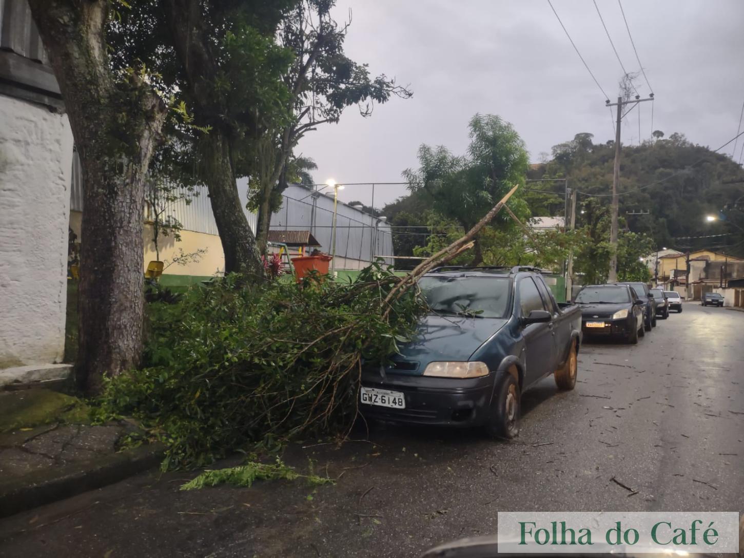 Chuva atinge Piraí derruba árvore sobre carro e deixa localidades sem energia