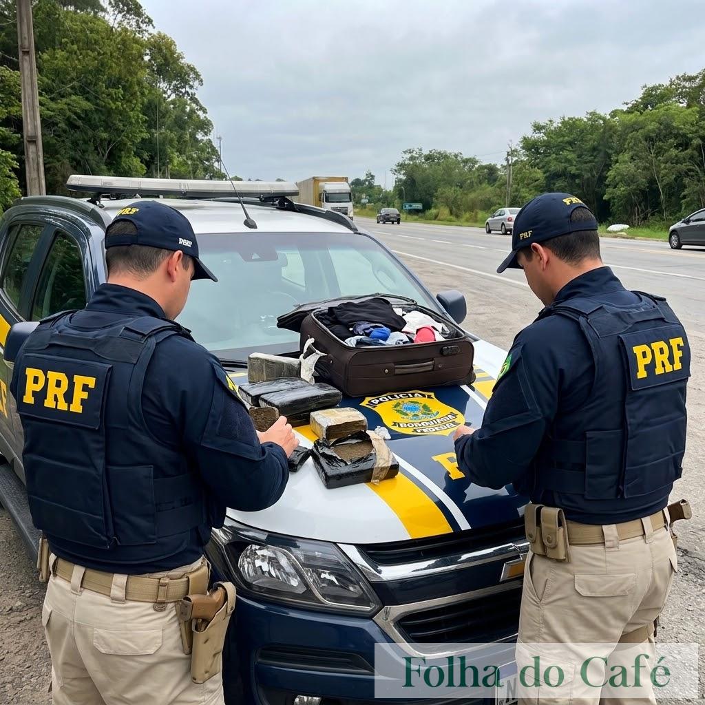 Piraí - PRF prende passageira com 6,2 quilos de haxixe escondidos em mala na Dutra