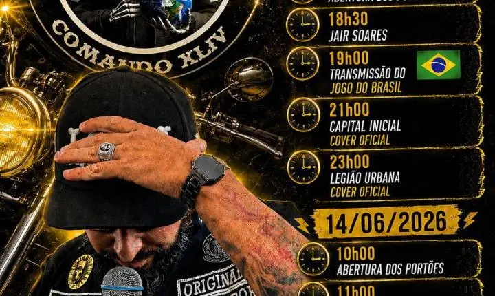 Insanos Moto Clube realiza evento em Piraí nos dias 13 e 14 de junho com shows de rock, transmissão do jogo do Brasil e entrega de coletes