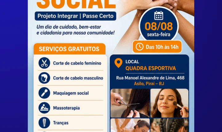 Projeto Integrar promove ação social gratuita com diversos serviços em Piraí